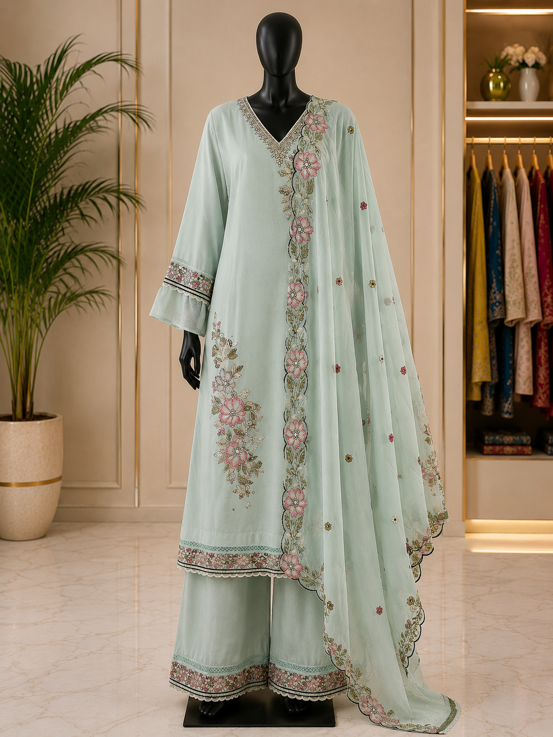 Hand embroidered luxury suit set