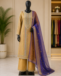mustard gold & royal purple luxury suit set
