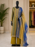 Mustard gold and royal blue festive suit set