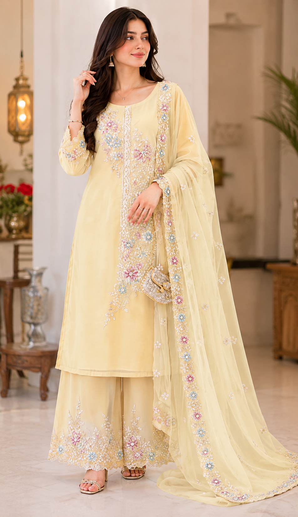 elegant embroidered salwar suit set