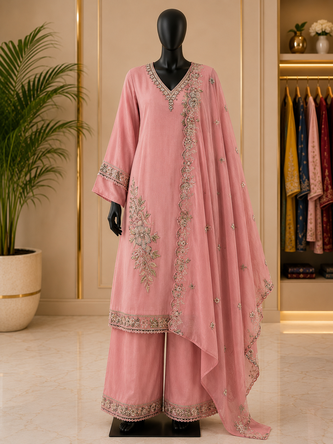 Hand embroidered luxury suit set