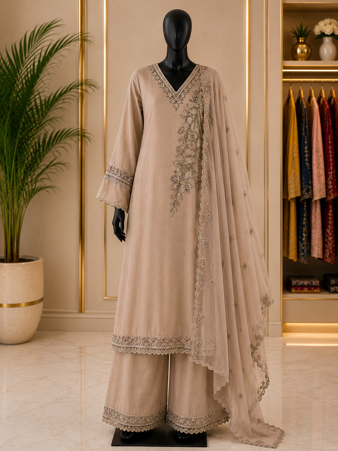 Hand embroidered luxury suit set