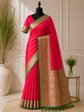Rani pink and emerald green silk saree