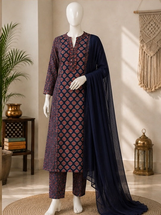 Ajrak cotton salwar suit set