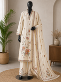 Elegant Ivory floral hand embroidered  suit set
