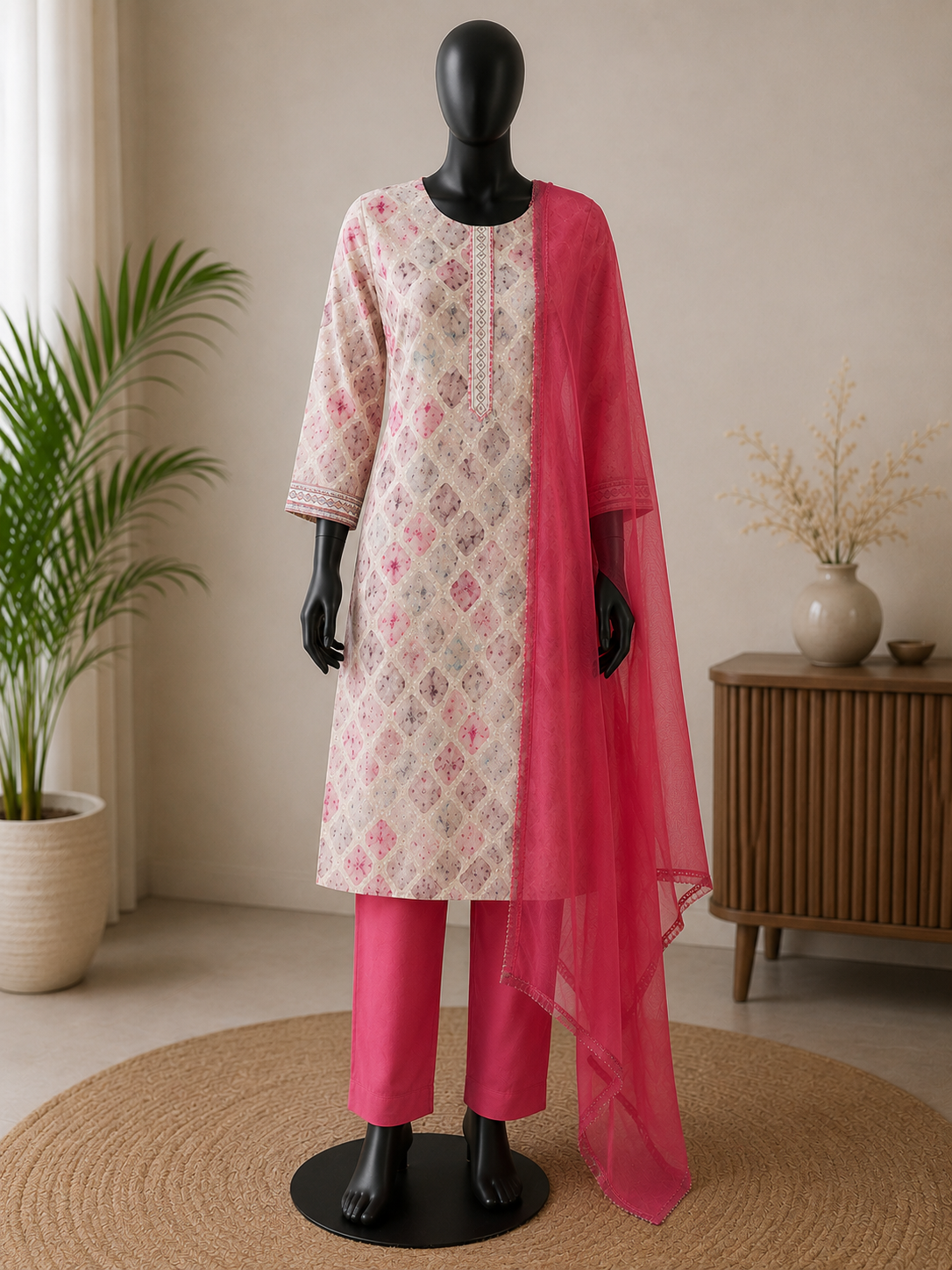 Pastel bloom embroidered suit set
